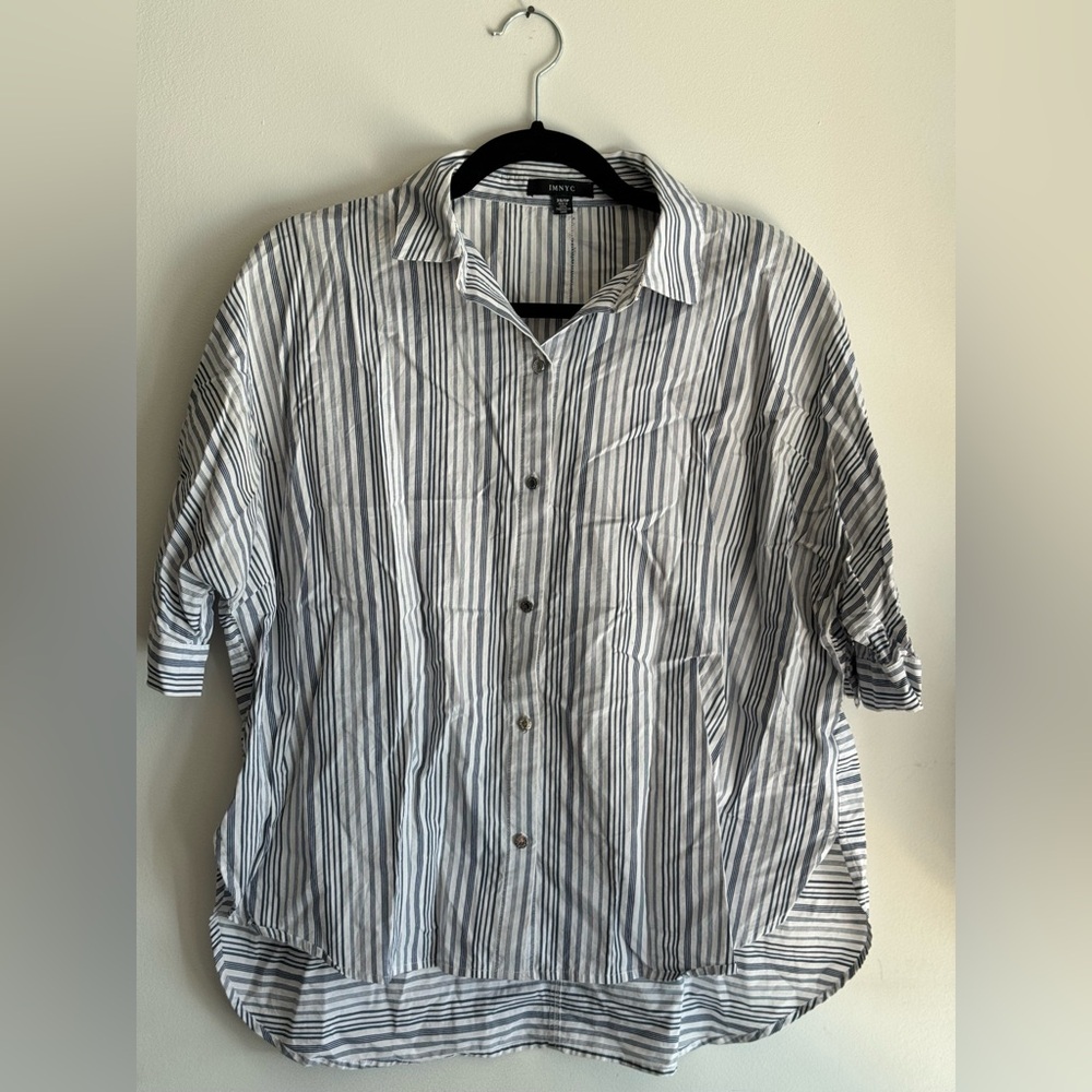 IMNYC Striped Button Up Shirt in XS